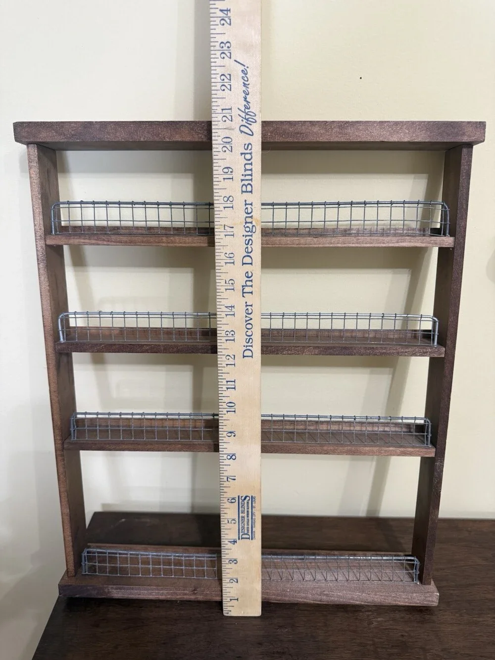 Handmade Wooden Spice Rack Rustic Farmhouse Four Shelves Trinket Shelf